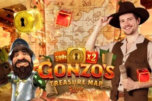 Official Live Dealer logo: Gonzo's Treasure Map by Evolution at Nine Casino