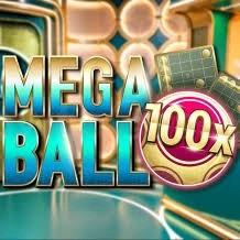 Mega Ball 100x slot logo by Evolution at Nine Casino